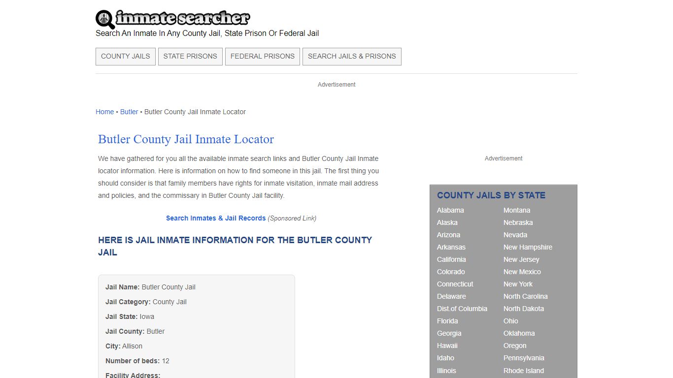 Butler County Jail Inmate Locator - Inmate Searcher