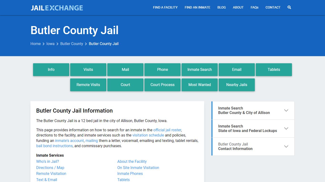 Butler County Jail, IA Inmate Search, Information